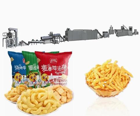 خط تولید پردازش مواد غذایی خوراک پف خوراک ذرت با مخلوط کردن پایان، اکسترود کردن، شکل دادن