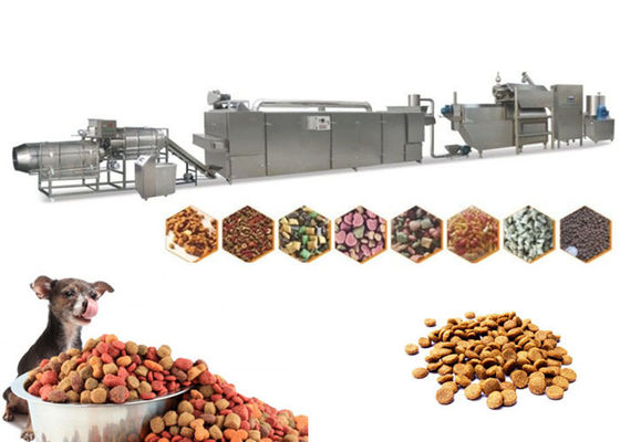 PLC Twin Screw Extruder 300 کیلوگرم در ساعت خط تولید مواد غذایی حیوان خانگی