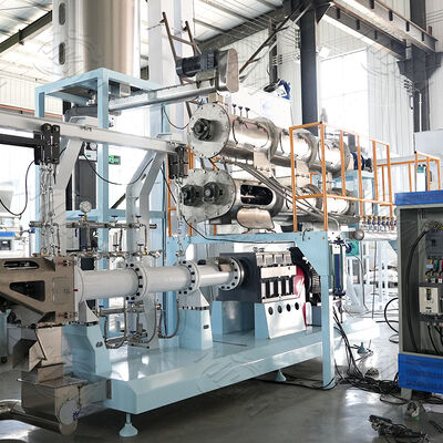 خط إنتاج علف الأسماك العائم والغاطس الأوتوماتيكي بقدرة 3-5 طن/ساعة، جهاز بثق طعام الكلاب ببرغي مزدوج، آلة بثق حبيبات علف الأسماك العائمة