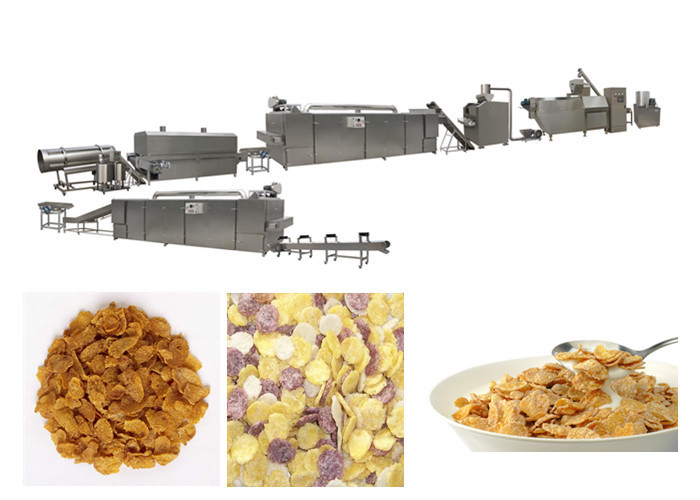 کامل اتوماتیک صبحانه دانه غلات ذرت Flakes Extrusion Machine Stailess Steel زیمنس موتور PLC