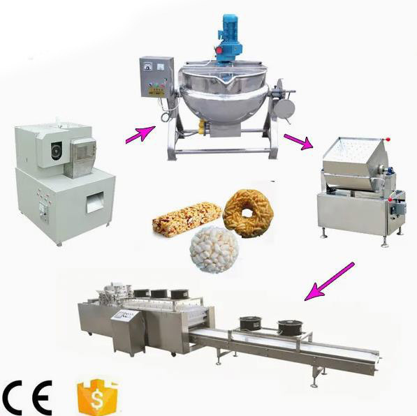 دستگاه کیک برنج پخته شده و دستگاه پف گندم برای ارزن، گندم